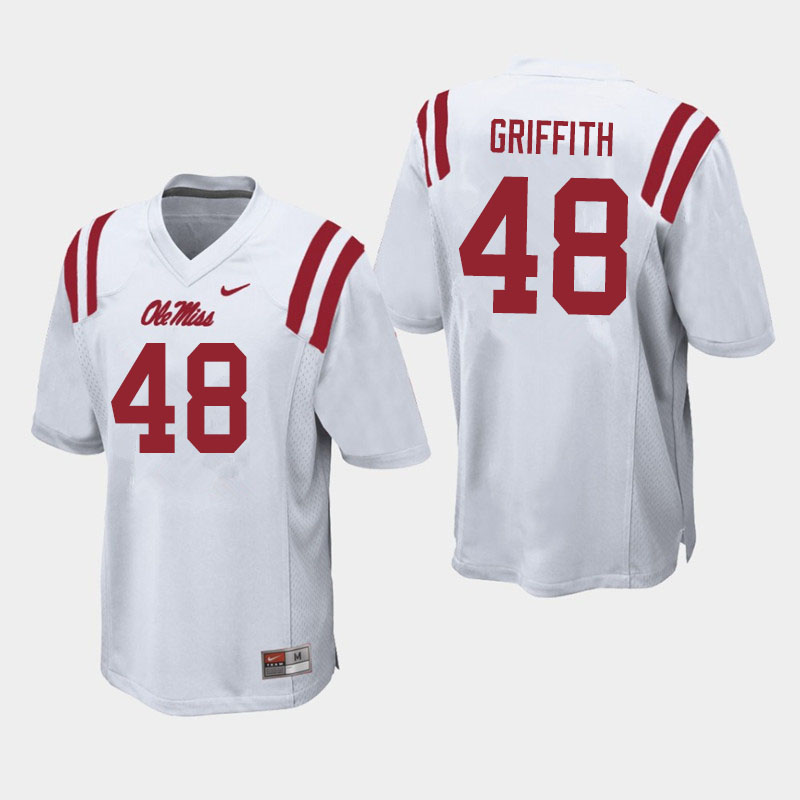 Men #48 Andrew Griffith Ole Miss Rebels College Football Jerseys Sale-White - Click Image to Close